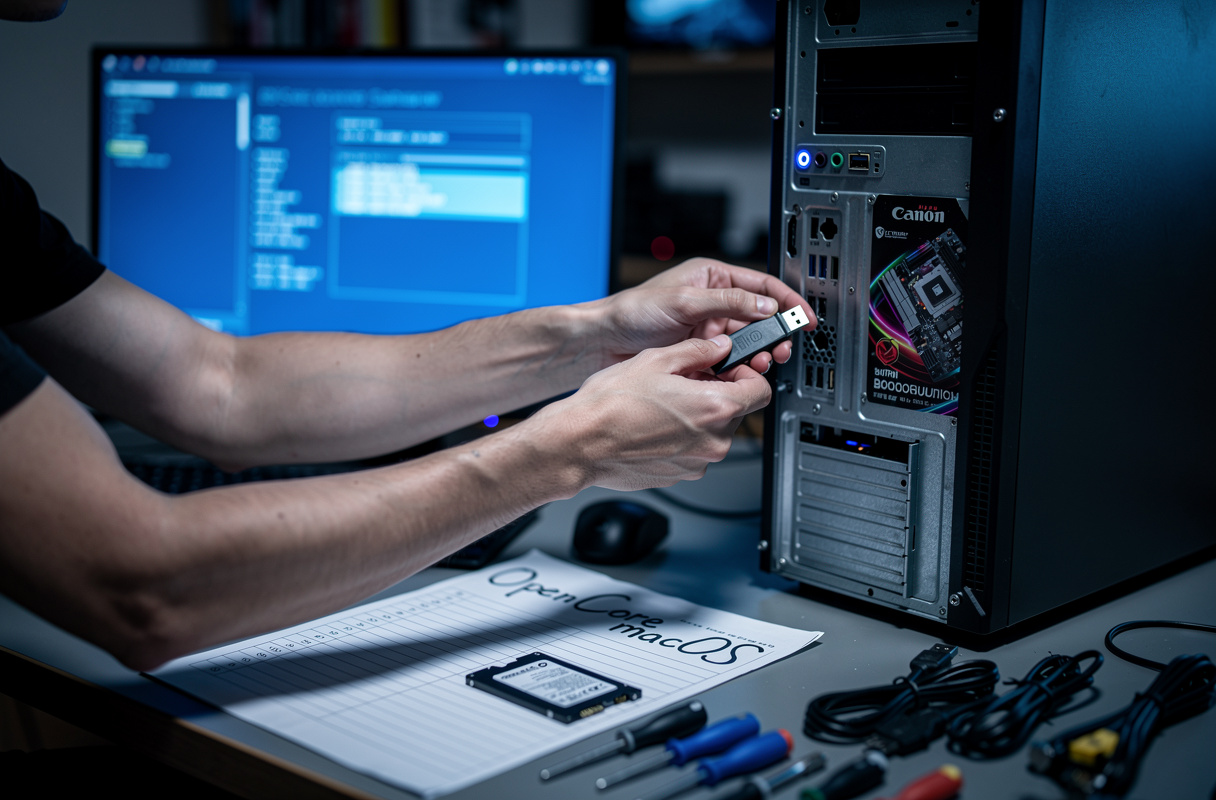 
Ce guide pratique pour installer macOS sur PC étape par étape insiste sur l’importance du choix du matériel compatible et des bons outils logiciels. Il détaille comment préparer votre ordinateur, formater la clé USB avec OpenCore et configurer le BIOS pour que macOS s’exécute de manière fluide, transformant ainsi votre PC en véritable Hackintosh.