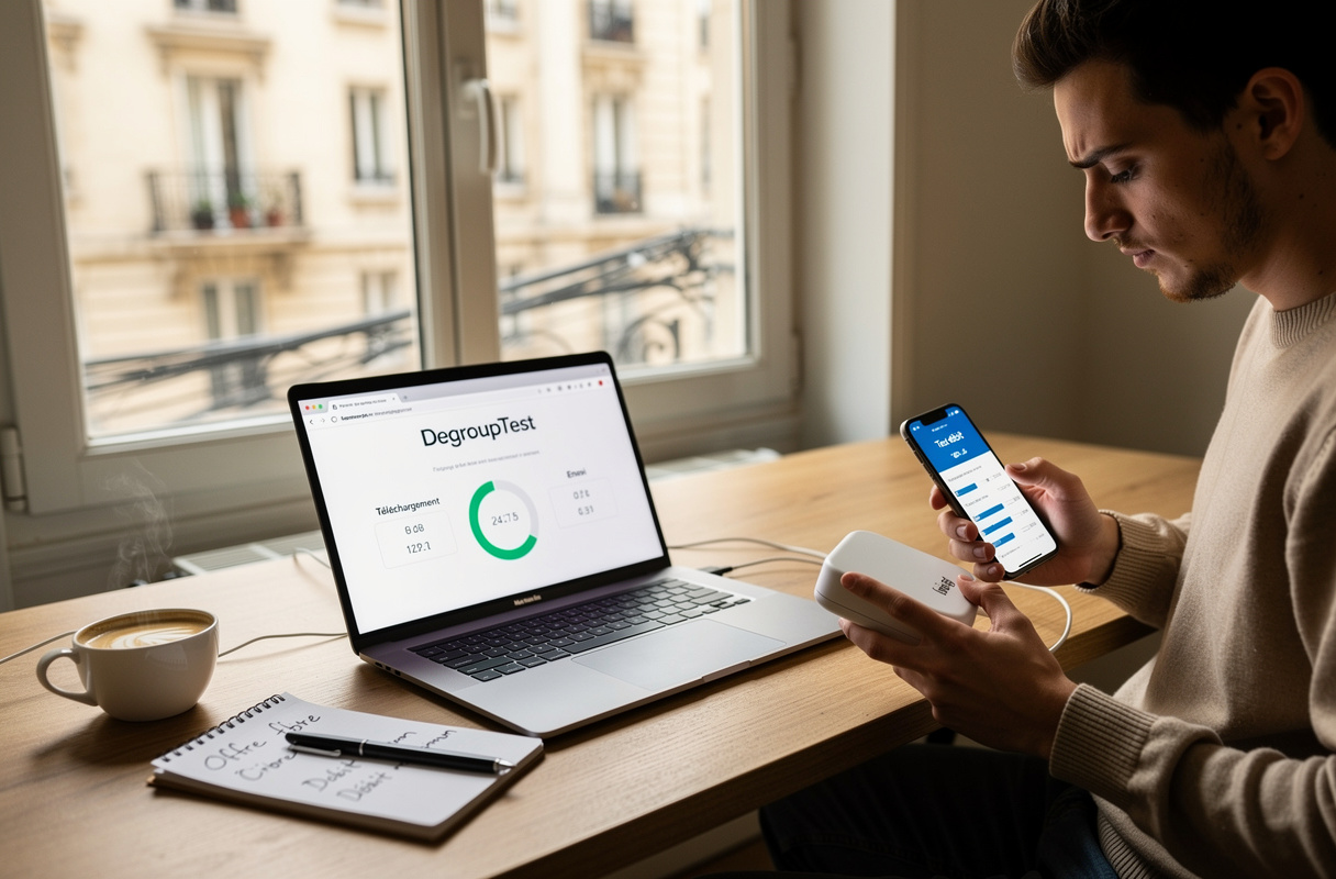 Le guide pratique pour tester la qualité de votre connexion Internet avec DegroupTest vous accompagne dans l’analyse précise de votre débit réel, la vérification de l’éligibilité à la fibre, l’ADSL ou la 4G/5G, et l’identification des opérateurs disponibles à votre adresse. Utiliser DegroupTest permet d’optimiser sa connexion selon les besoins réels et de comparer efficacement les offres.