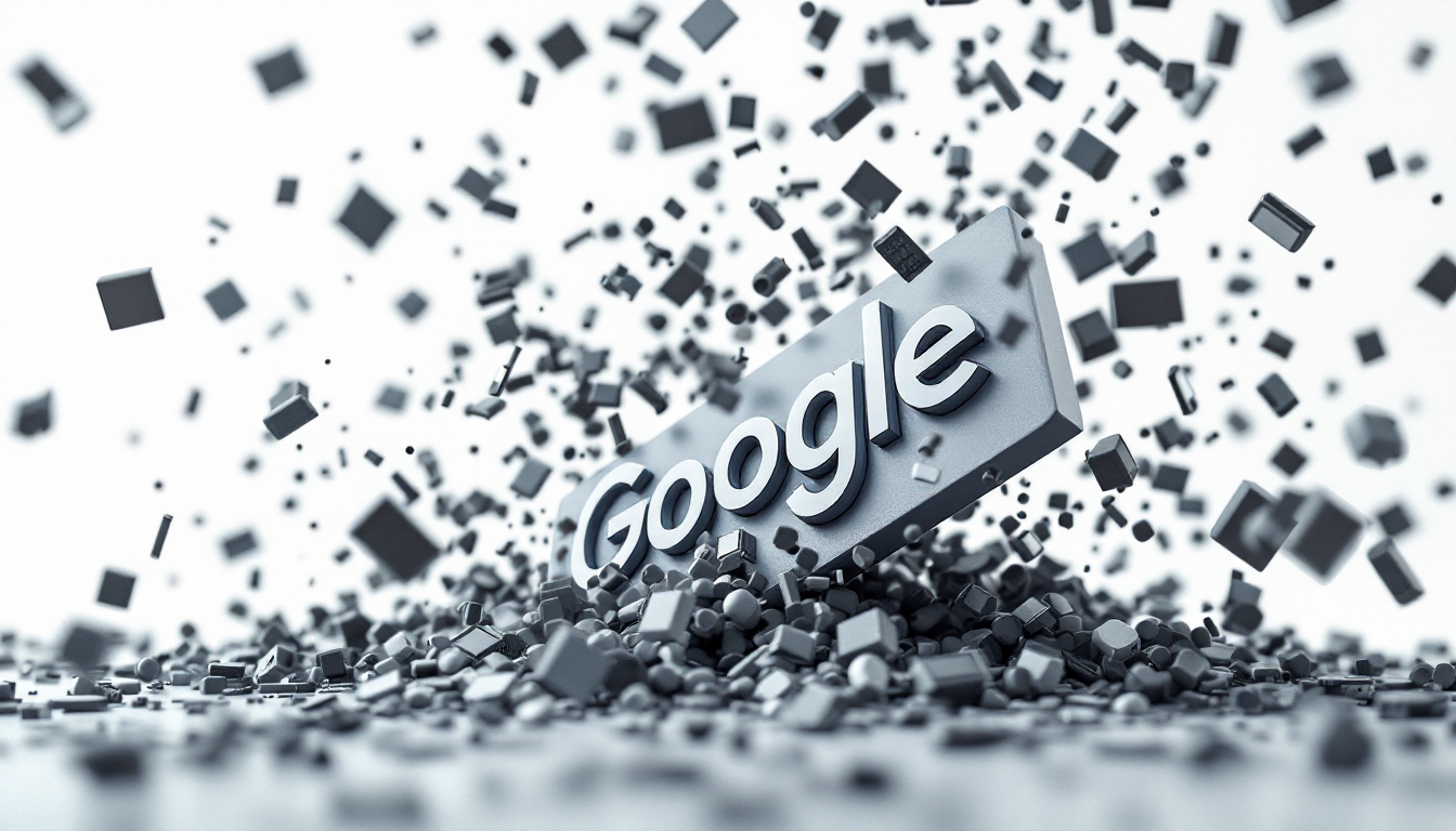 Google Gravity : interface interactive où les éléments tombent, explorant la gravité virtuelle et l'amusement en ligne